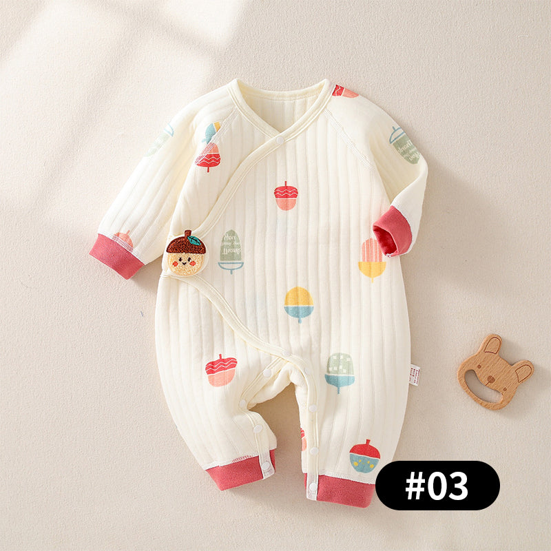 Newborn Baby Romper, Side-opening Velcro, 100% Pure Cotton Material, 0-6Months - babysmile03