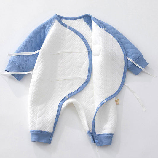 Autumn/Winter Newborn Baby Romper, Pure Cotton Material, Side-opening Velcro, 0-6Months - babysmile03