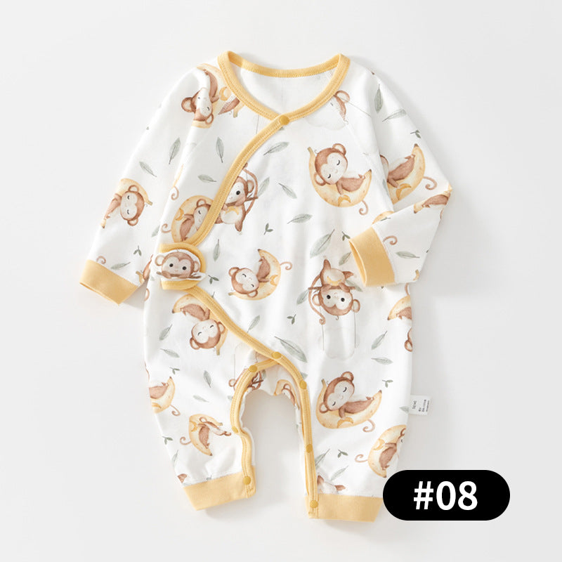 Newborn Baby Romper, 100% Pure Cotton Material, Side-opening Velcro, 0-6Months - babysmile03