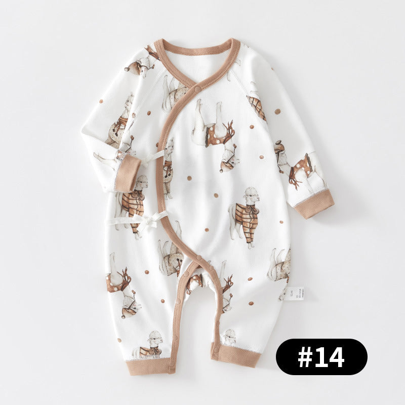 Newborn Baby Romper, 100% Pure Cotton Material, Side-opening Velcro, 0-6Months - babysmile03