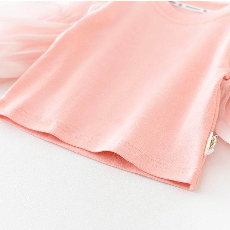 Pink Baby Girl Sweater with Mesh Sleeves, 6-36Months