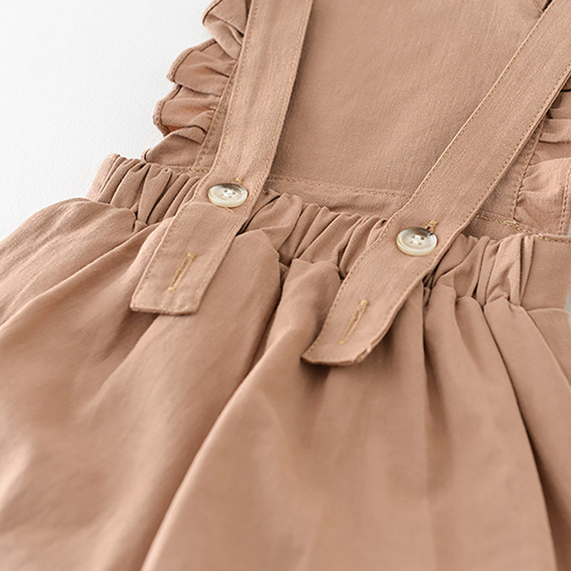 Brown Overalls for Baby Girls, Dress Style, 6-36Months