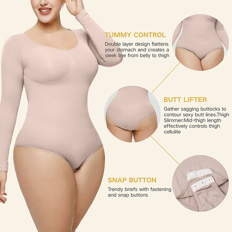 Long-sleeve Seamless Shapewear Bodysuit, Postpartum Body Shaping and Recovery