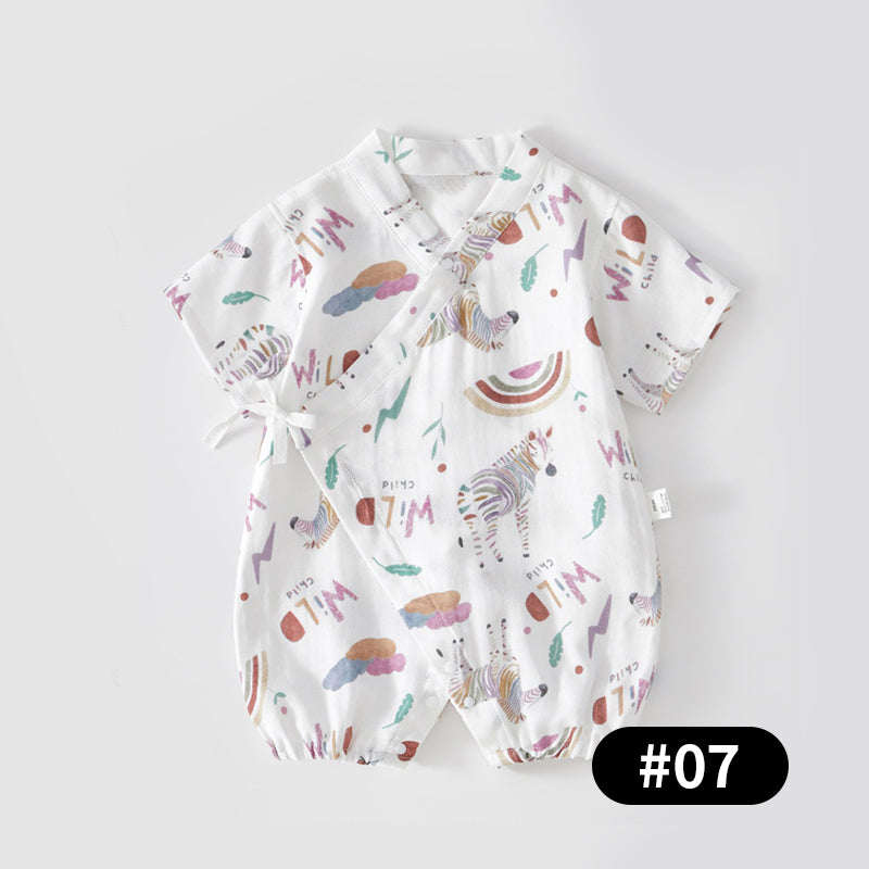 Summer Baby Romper, Silk Gauze, Side-opening Velcro, 1-24Months - babysmile03