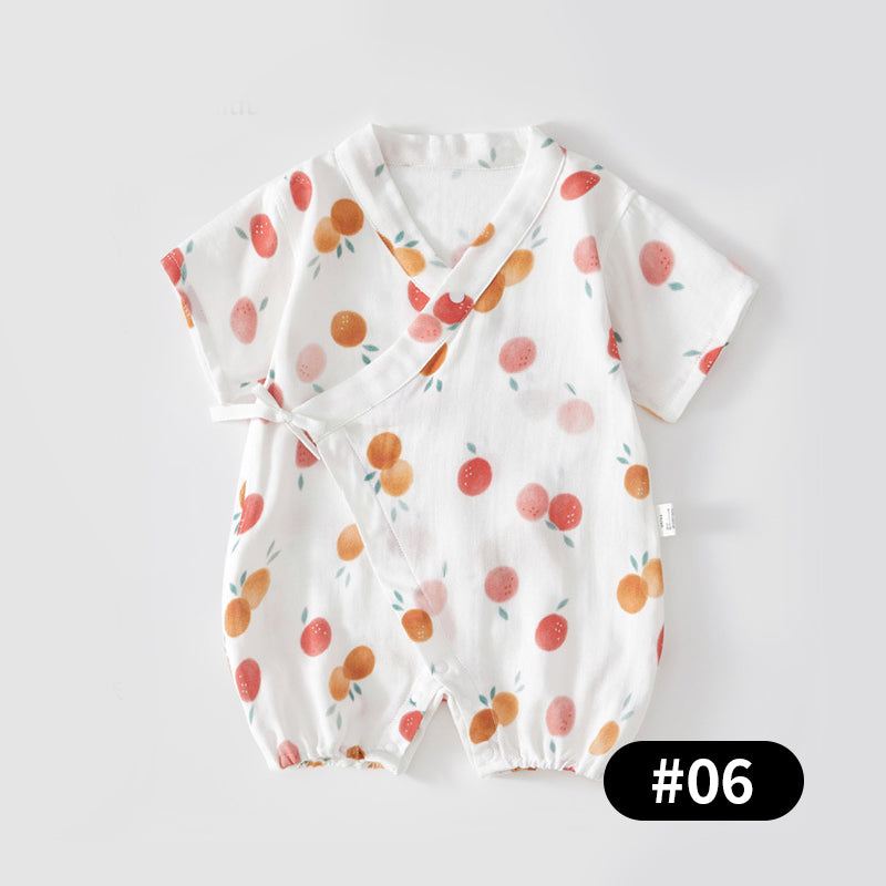 Summer Baby Romper, Silk Gauze, Side-opening Velcro, 1-24Months - babysmile03