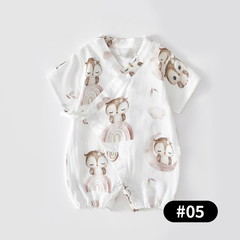 Summer Baby Romper, Silk Gauze, Side-opening Velcro, 1-24Months - babysmile03