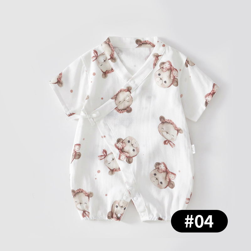 Summer Baby Romper, Silk Gauze, Side-opening Velcro, 1-24Months - babysmile03
