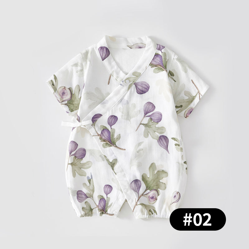 Summer Baby Romper, Silk Gauze, Side-opening Velcro, 1-24Months - babysmile03