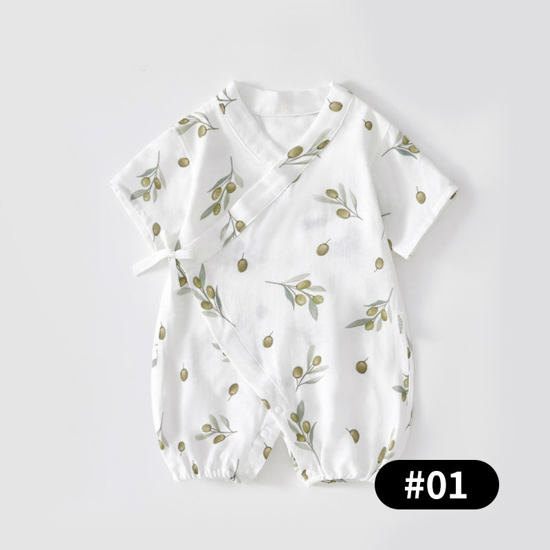 Summer Baby Romper, Silk Gauze, Side-opening Velcro, 1-24Months - babysmile03