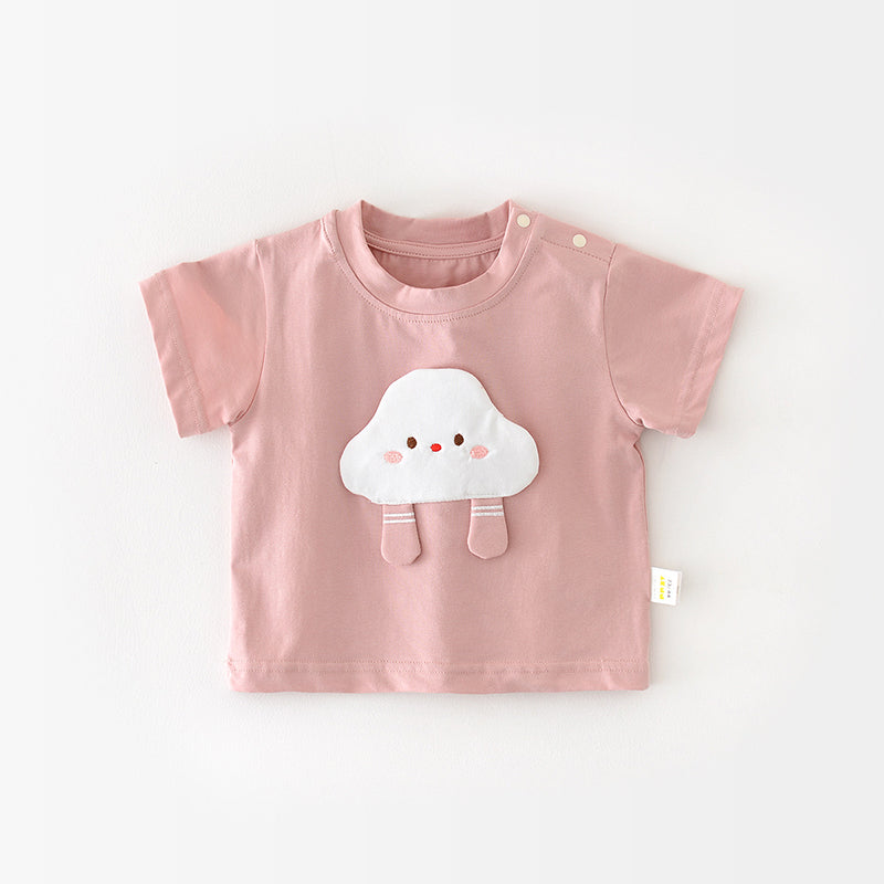 Baby Girls T-shirt with a 3D Cloud Pattern, 6-36Months