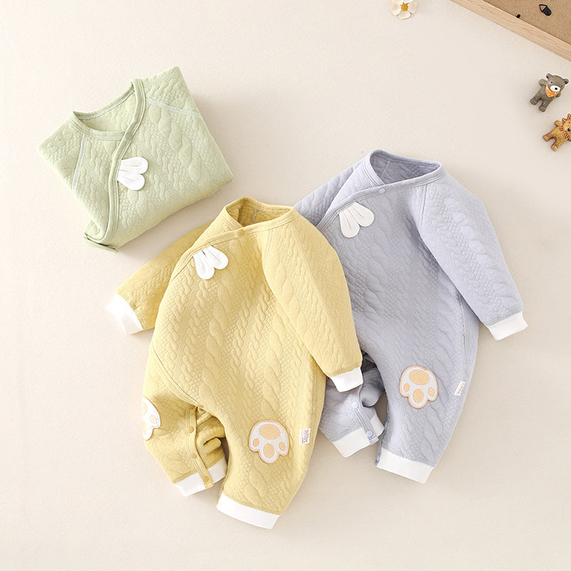 Newborn Baby Romper, Side-opening Velcro, 100% Pure Cotton Material, 0-6Months - babysmile03