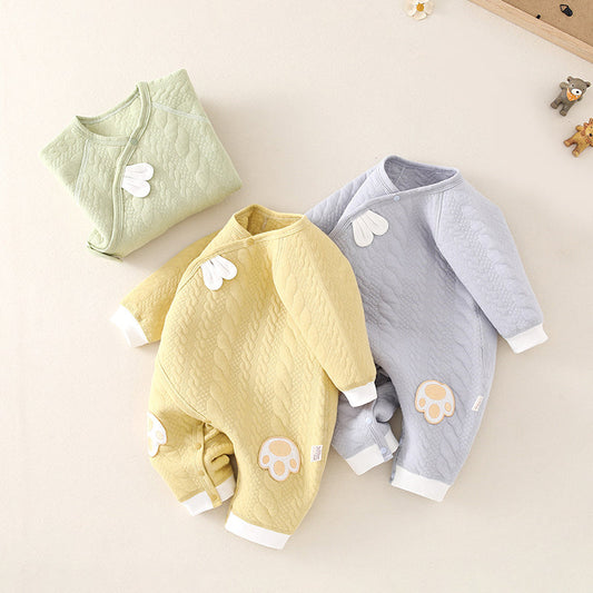 Newborn Baby Romper, Side-opening Velcro, 100% Pure Cotton Material, 0-6Months - babysmile03