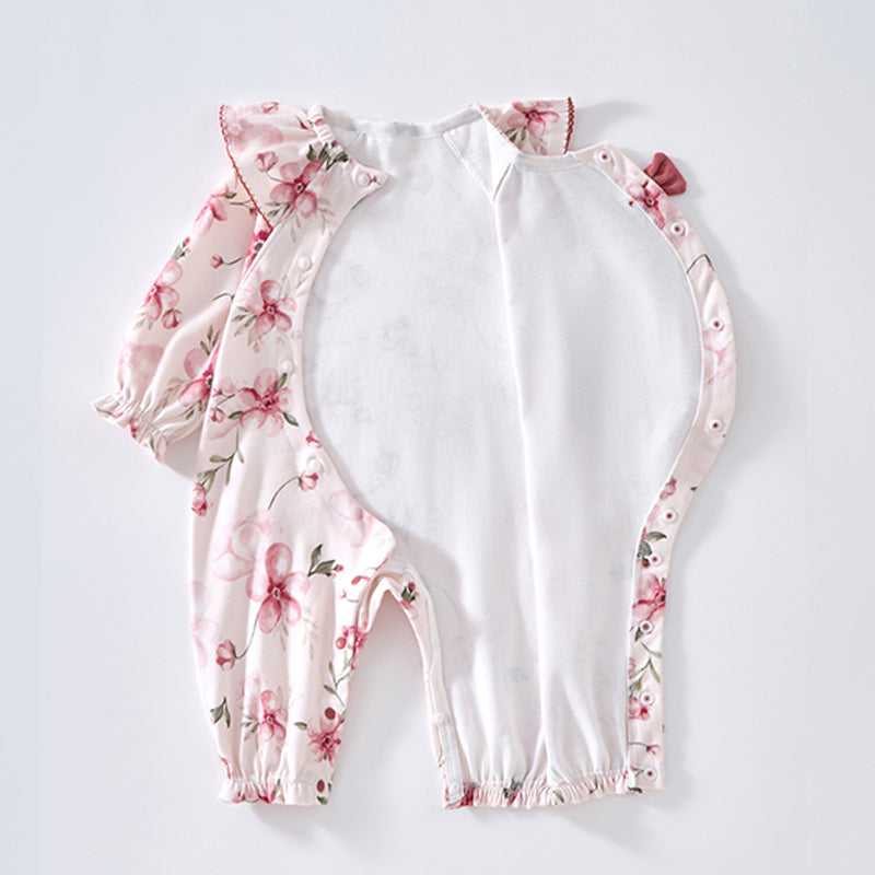 Newborn Baby Romper, 100% Pure Cotton Material, Side-opening Velcro, 1-24Months - babysmile03