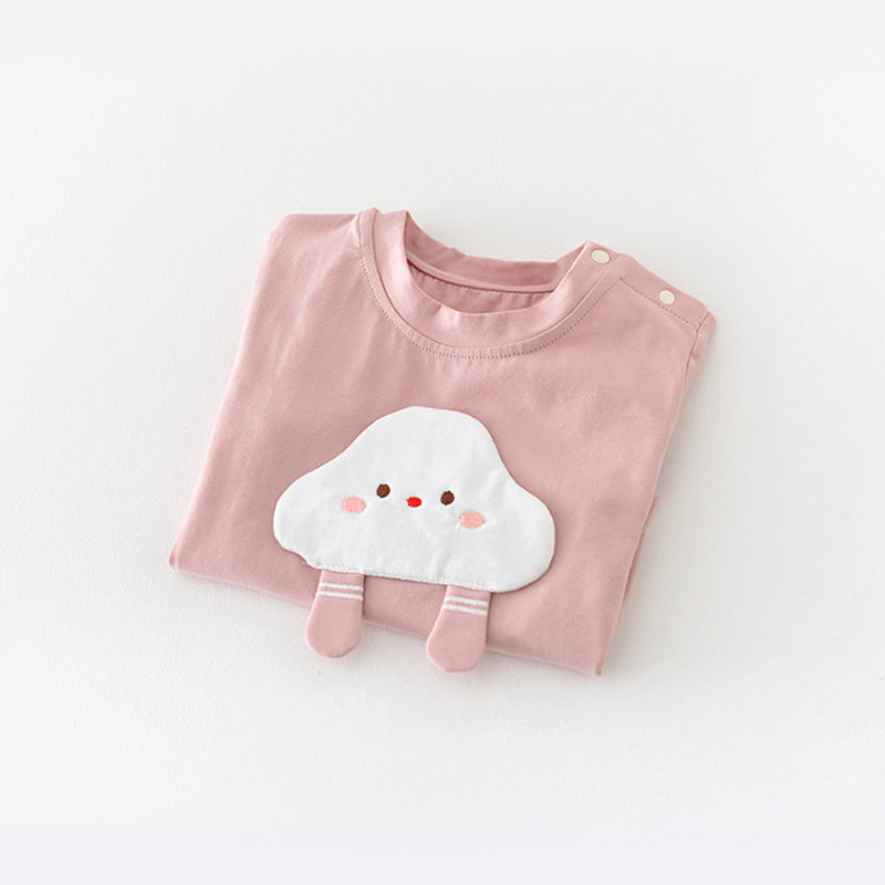Baby Girls T-shirt with a 3D Cloud Pattern, 6-36Months