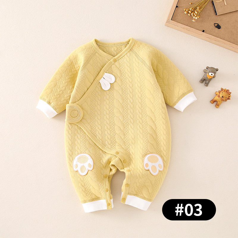 Newborn Baby Romper, Side-opening Velcro, 100% Pure Cotton Material, 0-6Months - babysmile03