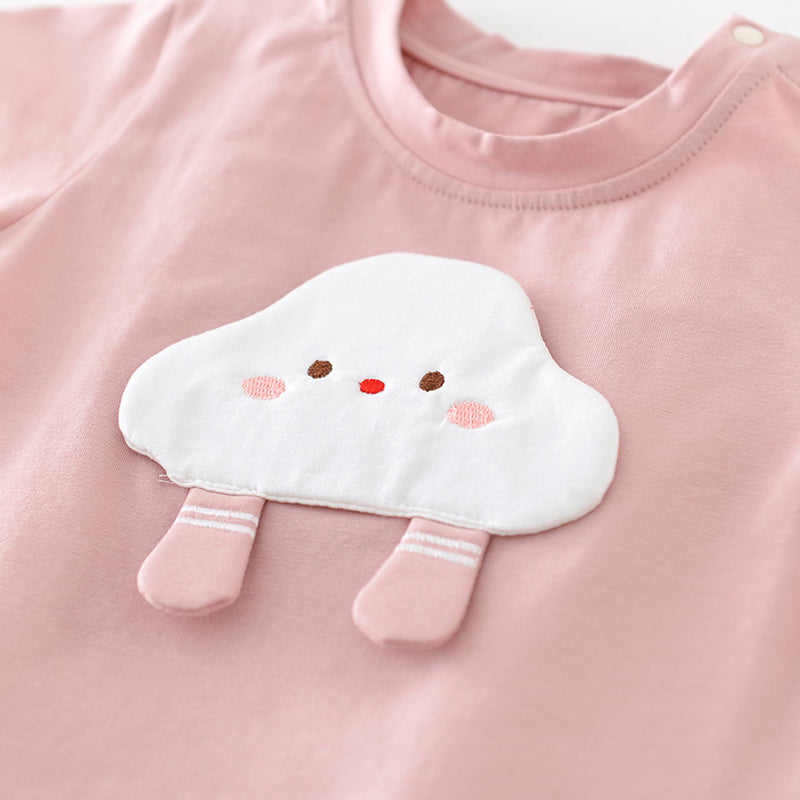 Baby Girls T-shirt with a 3D Cloud Pattern, 6-36Months