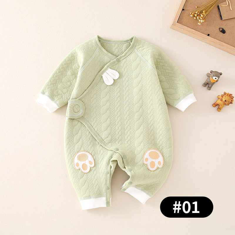Newborn Baby Romper, Side-opening Velcro, 100% Pure Cotton Material, 0-6Months - babysmile03