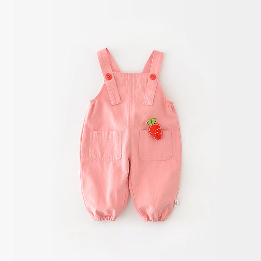 Pink Cute Bunny Overalls for Baby Girls, 6-36Months