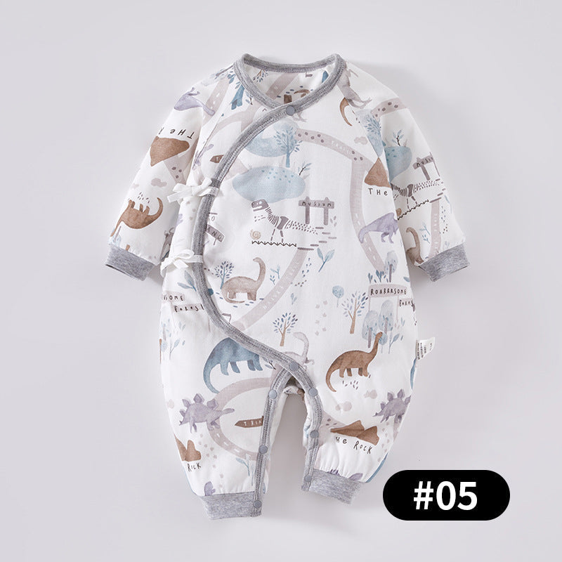 Newborn Baby Romper, 100% Pure Cotton Material, Side-opening Velcro, 0-6Months - babysmile03