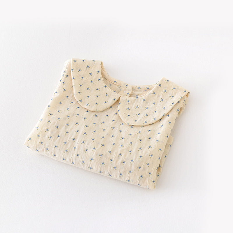 Beige baby Girls Blouse with Floral Pattern, Countryside Style, 6-36Months
