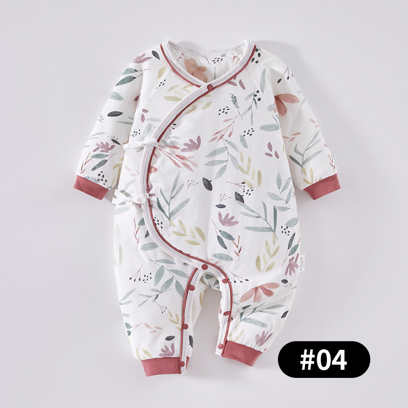 Newborn Baby Romper, 100% Pure Cotton Material, Side-opening Velcro, 0-6Months - babysmile03
