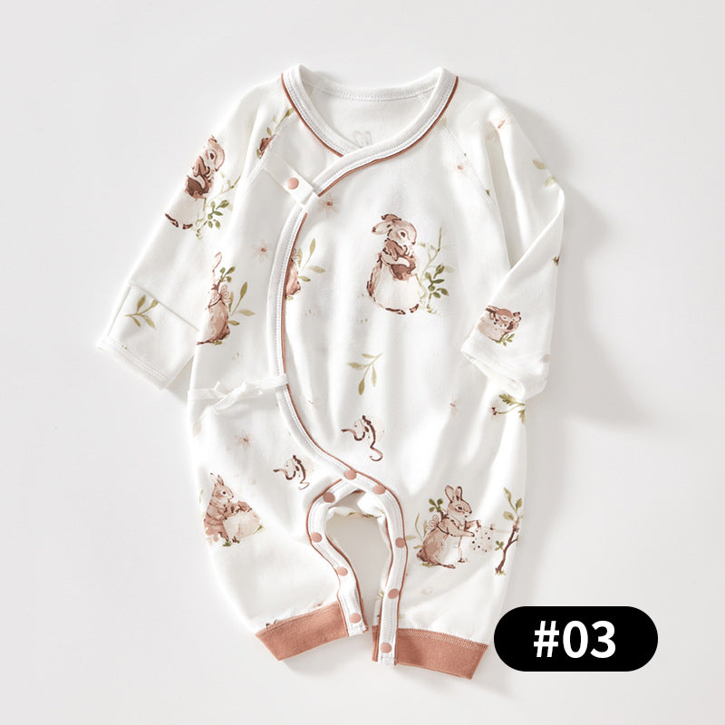 Newborn Baby Romper, 100% Pure Cotton Material, Side-opening Velcro, 0-6Months - babysmile03