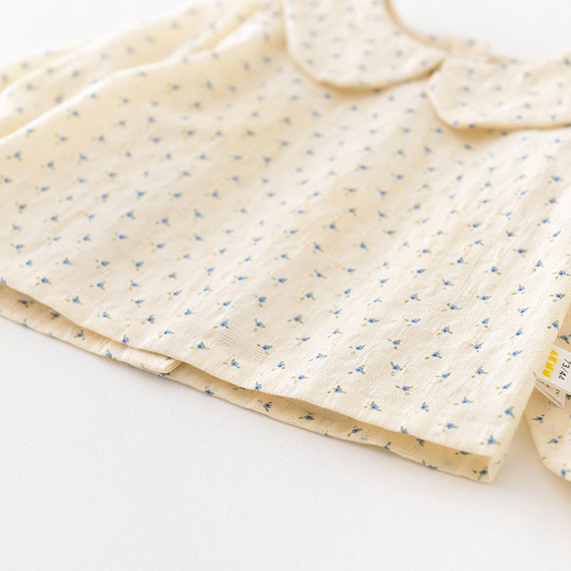 Beige baby Girls Blouse with Floral Pattern, Countryside Style, 6-36Months