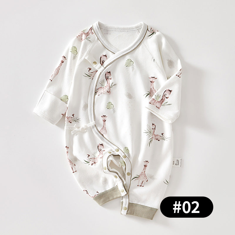 Newborn Baby Romper, 100% Pure Cotton Material, Side-opening Velcro, 0-6Months - babysmile03