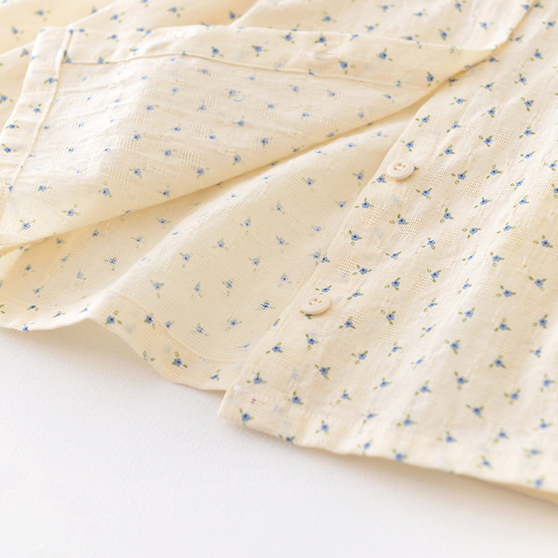 Beige baby Girls Blouse with Floral Pattern, Countryside Style, 6-36Months