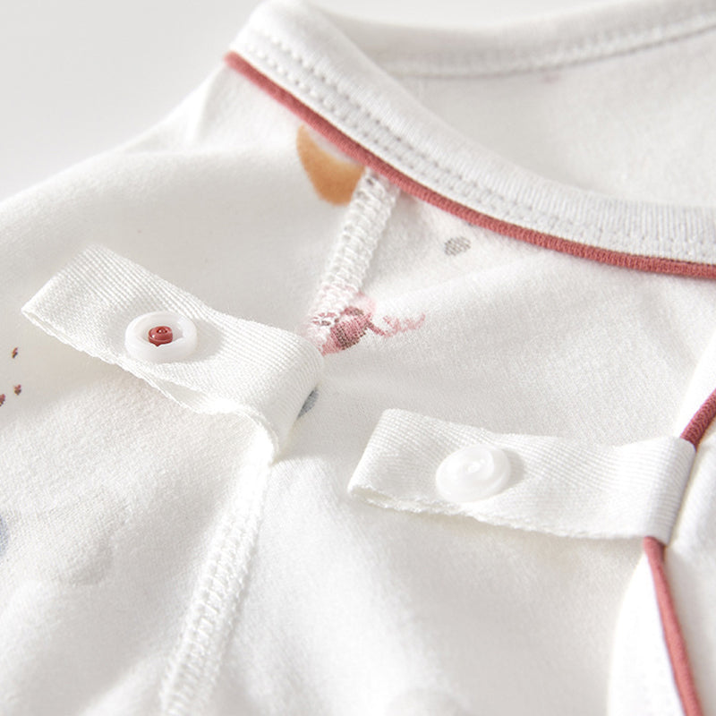 Newborn Baby Romper, 100% Pure Cotton Material, Side-opening Velcro, 0-6Months - babysmile03