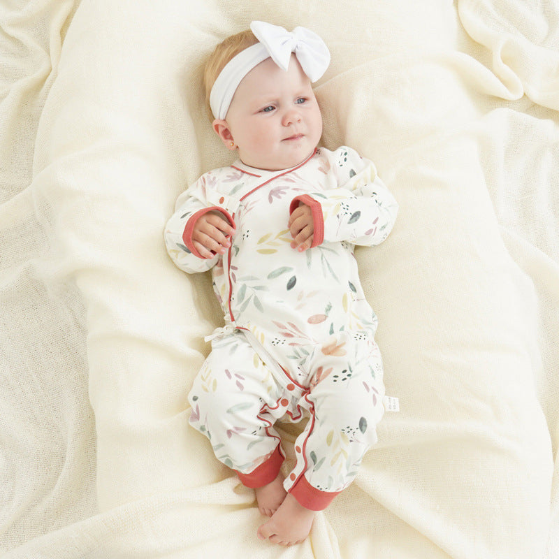 Newborn Baby Romper, 100% Pure Cotton Material, Side-opening Velcro, 0-6Months - babysmile03