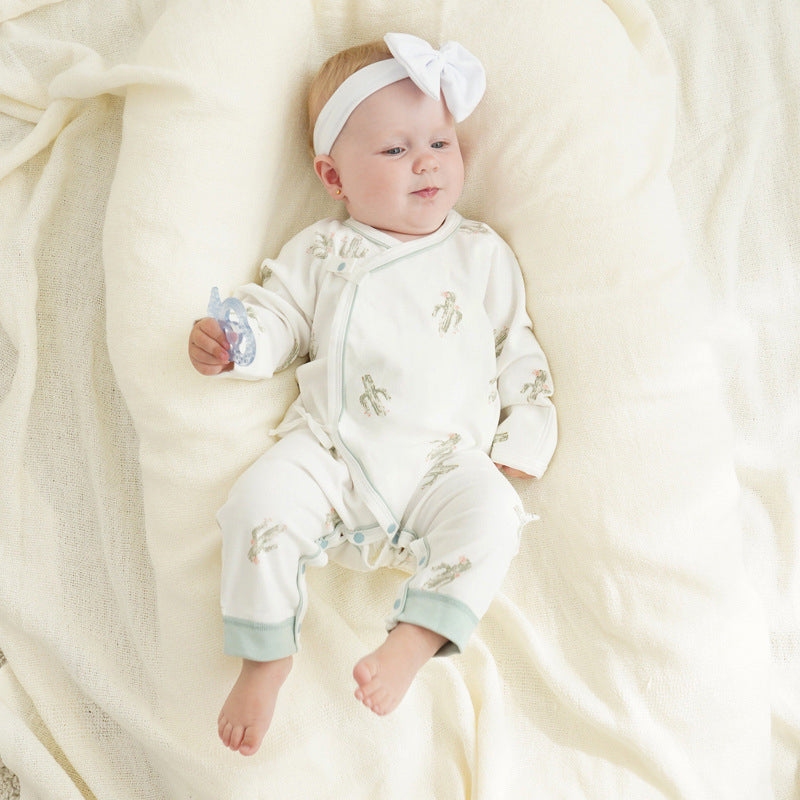 Newborn Baby Romper, 100% Pure Cotton Material, Side-opening Velcro, 0-6Months - babysmile03