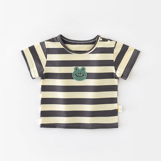 Striped Baby T-shirt with Frog Pattern, 6-36Months