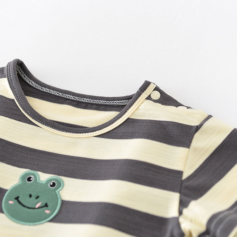 Striped Baby T-shirt with Frog Pattern, 6-36Months