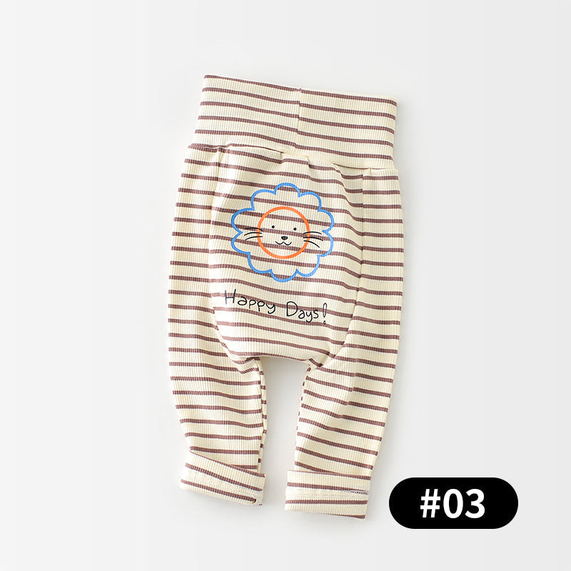 Baby High-Waisted Cotton Pants, Cute Pattern, 6-36Months