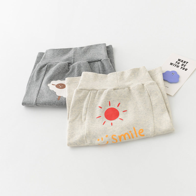 Baby High-Waisted Cotton Pants, Cute Pattern, 6-36Months