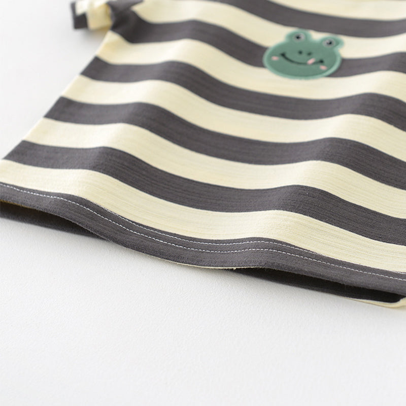 Striped Baby T-shirt with Frog Pattern, 6-36Months