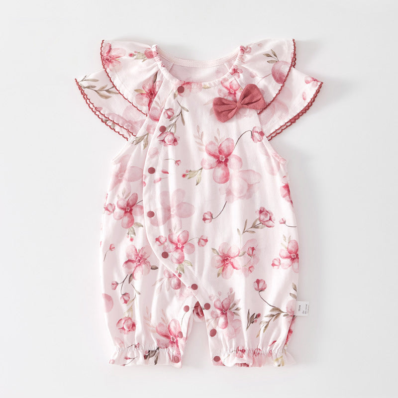 Summer Newborn Baby Romper, 100% Pure Cotton Material, Side-opening Velcro, 1-36Months - babysmile03