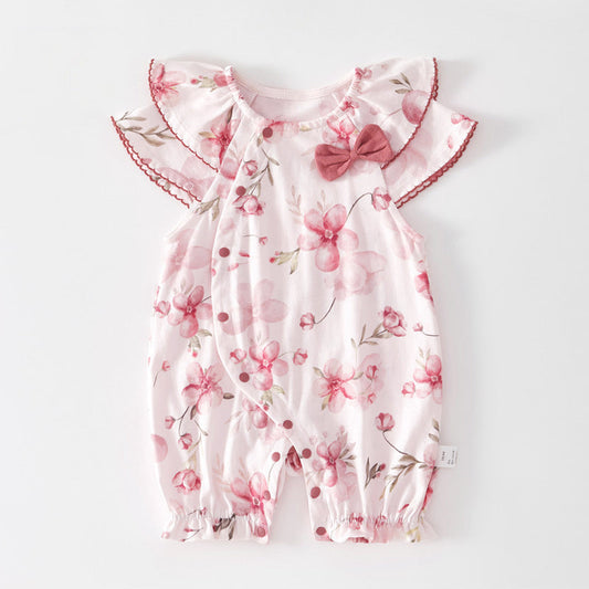 Summer Newborn Baby Romper, 100% Pure Cotton Material, Side-opening Velcro, 1-36Months - babysmile03