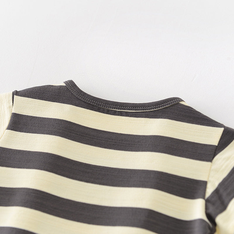 Striped Baby T-shirt with Frog Pattern, 6-36Months