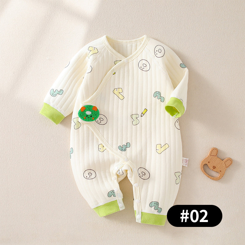 Newborn Baby Romper, Side-opening Velcro, 100% Pure Cotton Material, 0-6Months - babysmile03