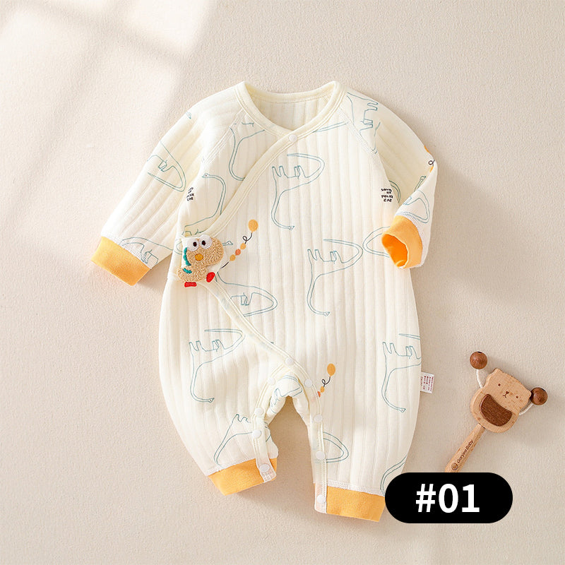 Newborn Baby Romper, Side-opening Velcro, 100% Pure Cotton Material, 0-6Months - babysmile03
