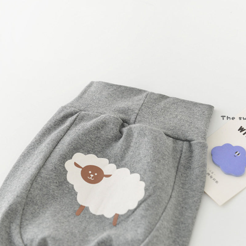 Baby High-Waisted Cotton Pants, Cute Pattern, 6-36Months