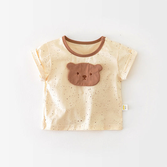Striped Baby T-shirt with Cartoon Bear Pattern, 6-18Months