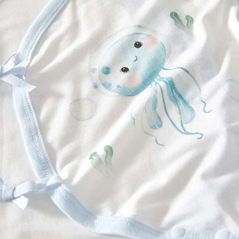 Summer Baby Romper, Natural Plant Fiber, Side-opening Velcro, 0-6Months - babysmile03