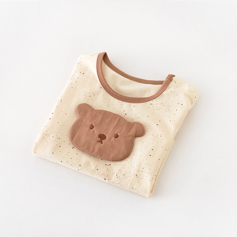 Striped Baby T-shirt with Cartoon Bear Pattern, 6-18Months