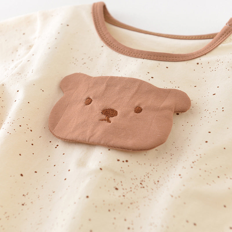 Striped Baby T-shirt with Cartoon Bear Pattern, 6-18Months