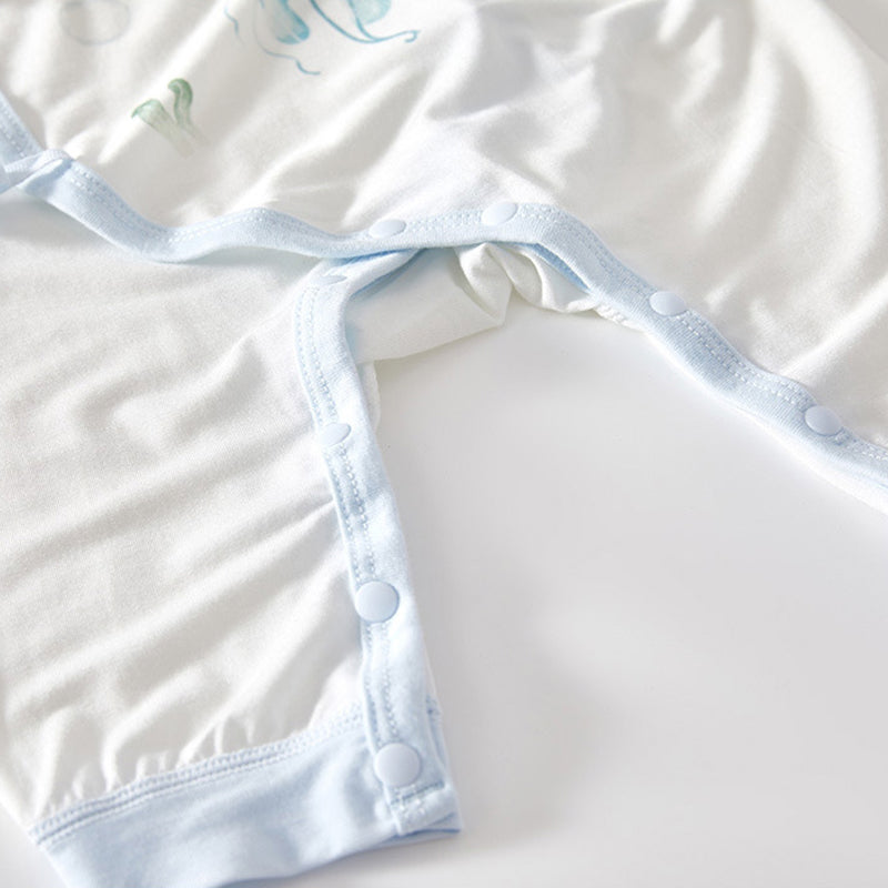 Summer Baby Romper, Natural Plant Fiber, Side-opening Velcro, 0-6Months - babysmile03