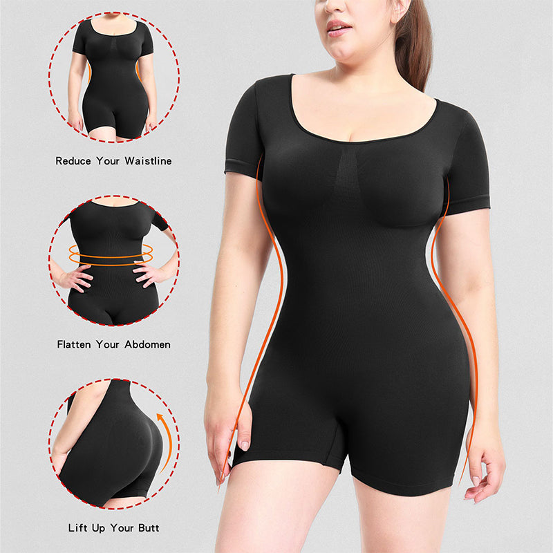 Short-sleeve Seamless Shapewear Bodysuit, Postpartum Body Shaping and Recovery