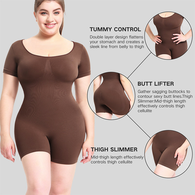 Short-sleeve Seamless Shapewear Bodysuit, Postpartum Body Shaping and Recovery